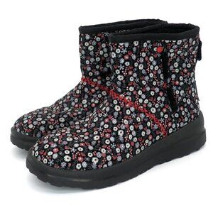 I Love UGG Kisses Black Floral Suede Upper Short Boots Ankle Booties